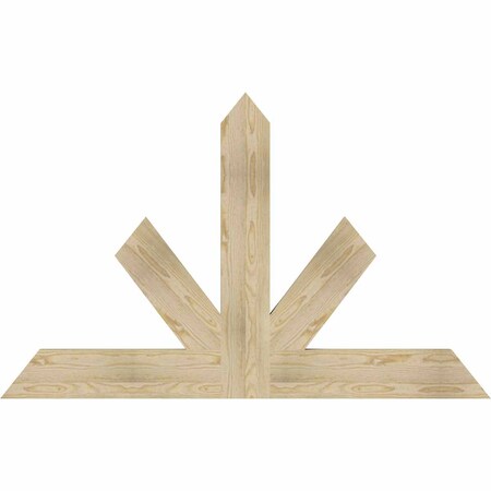 Ekena Millwork Saratoga Rough Sawn Timber Gable Bracket, Douglas Fir, 60"W x 38"H x 2"D x 6"F, 15/12 Pitch GBW060X38X0206SAR00RDF
